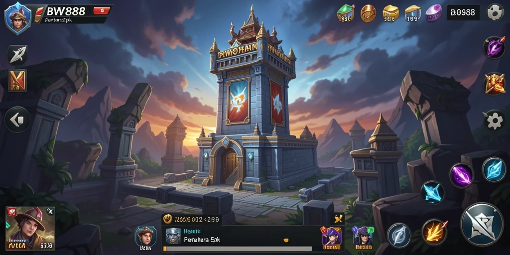 Tampilan gameplay BW888 dengan menara yang siap bertahan.