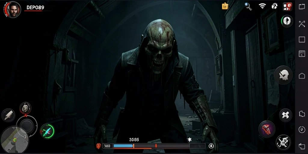 Gameplay mencekam dalam suasana kegelapan penuh misteri.