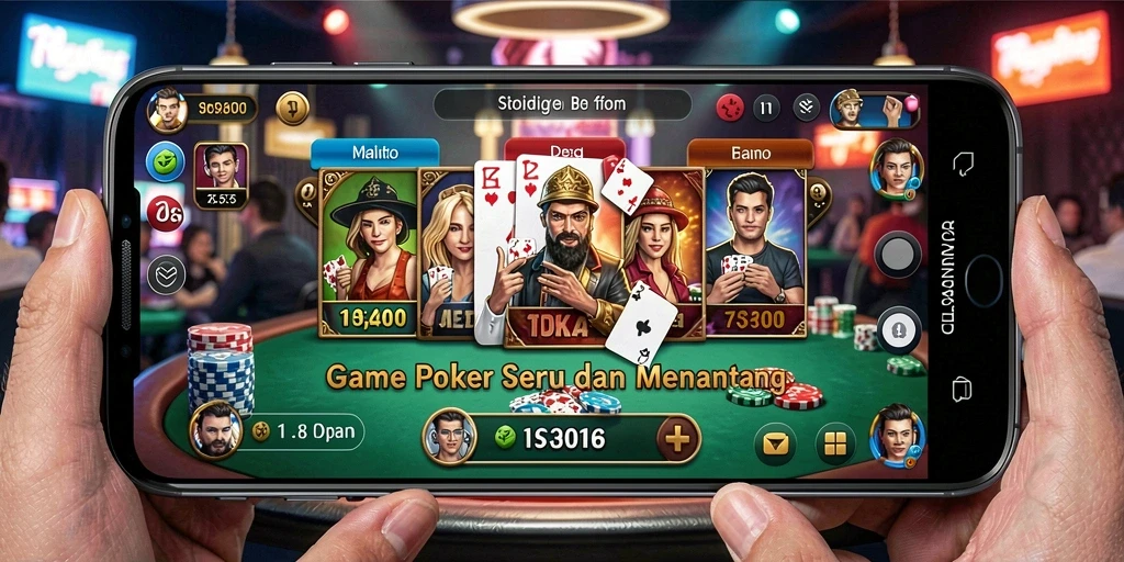Tampilan gameplay poker yang seru dan kompetitif.