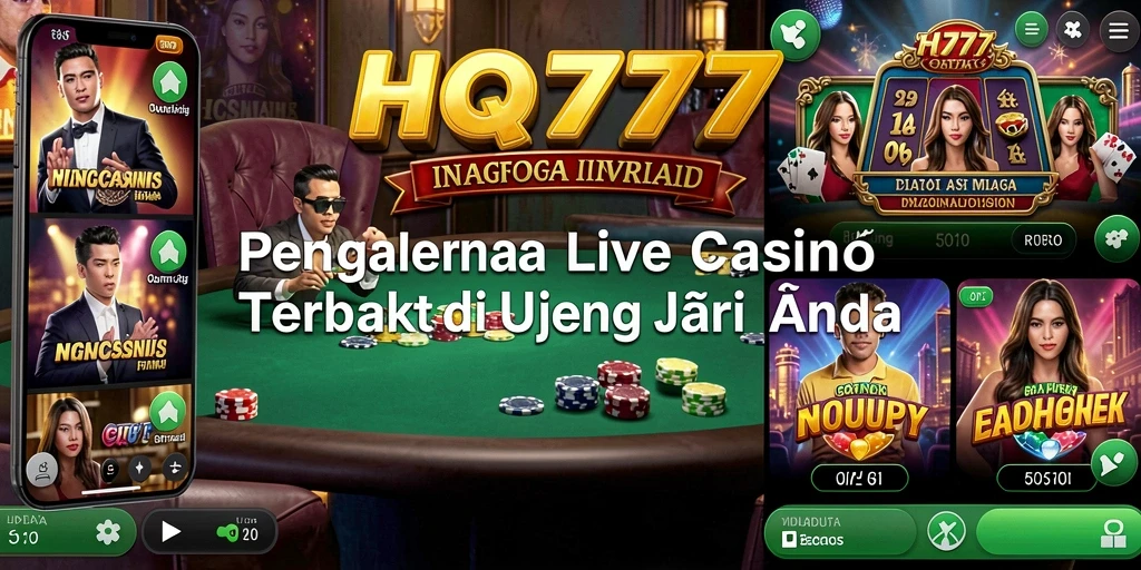 Screenshot HQ777 menampilkan dealer langsung dan gameplay kasino yang menarik.