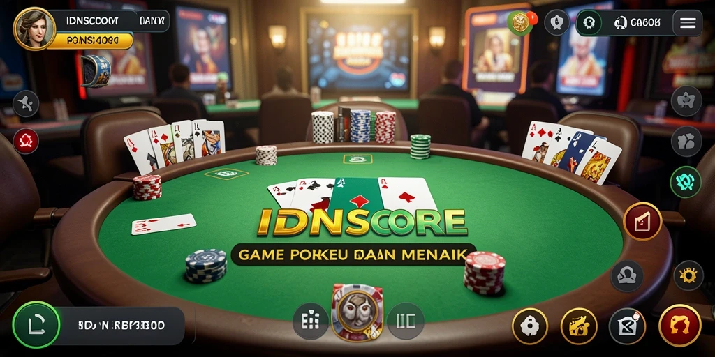 Tampilan gameplay menarik dalam permainan Poker di IDNSCORE.