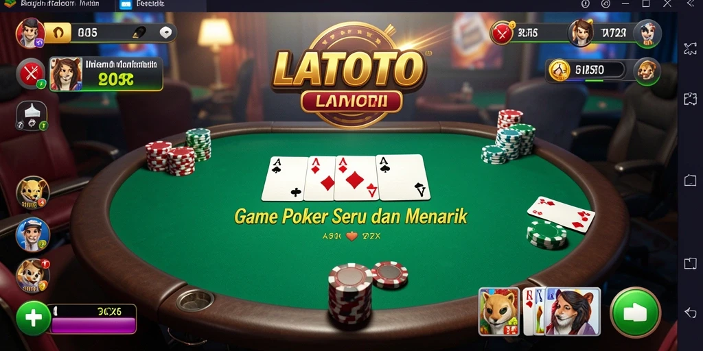 Screenshot gameplay LATOTO menampilkan aksi seru dan interaksi antar pemain poker.