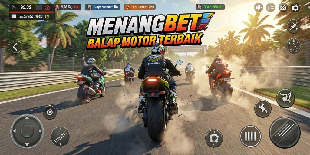 Screenshot gameplay <strong>MENANGBET</strong> yang menunjukkan aksi balapan motor.