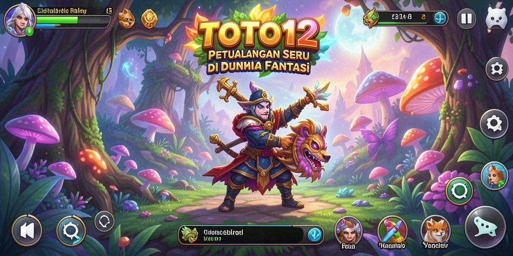 Screenshot menunjukkan karakter utama dalam petualangan seru di hutan mistis.