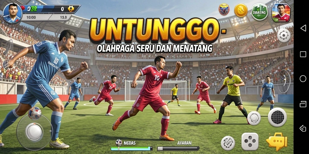 Screenshot menunjukkan aksi seru dari gameplay olahraga UNTUNGGO.