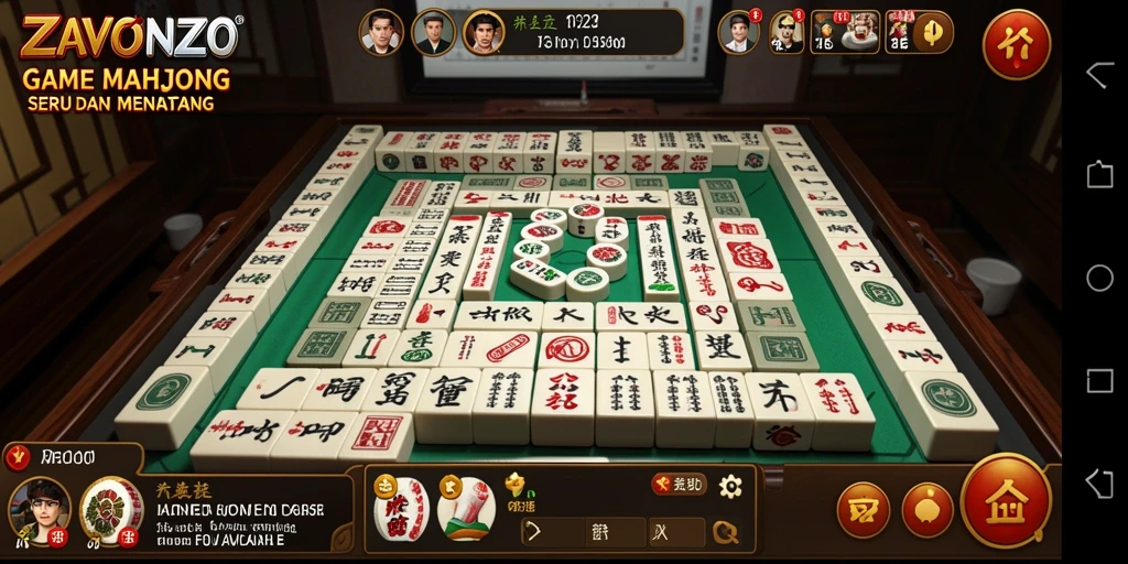 Screenshot utama ZAVONZO menampilkan gameplay menarik Mahjong.